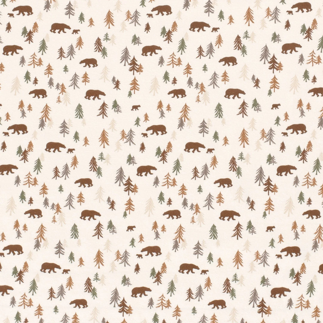 Baumwolljersey Bären & Bäume // wollweiß