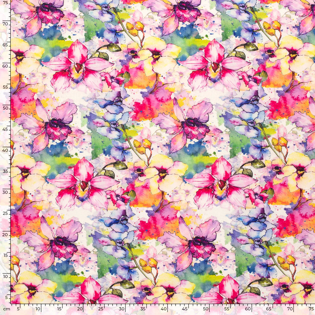 Viskose Digitaldruck Floral Blumen // off-white
