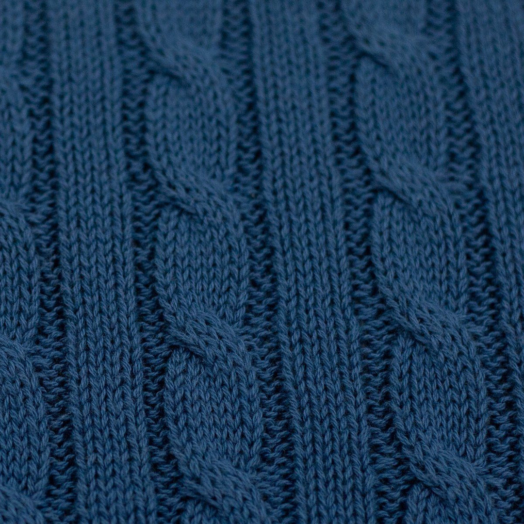 Strickstoff Baumwolle "Sophie" Zopfmuster // jeansblau