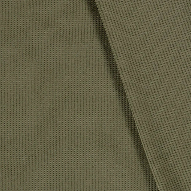 Waffel Jersey gestrickt in Unifarben // tannengrün