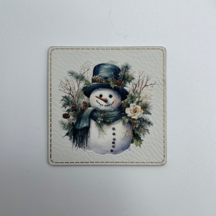 Kunstleder-Label 50x50 mm // Schneemann