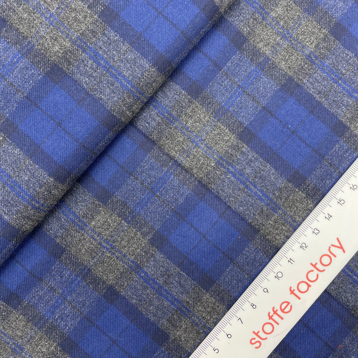 Flanell "Chequers" Karomuster // blau & grau