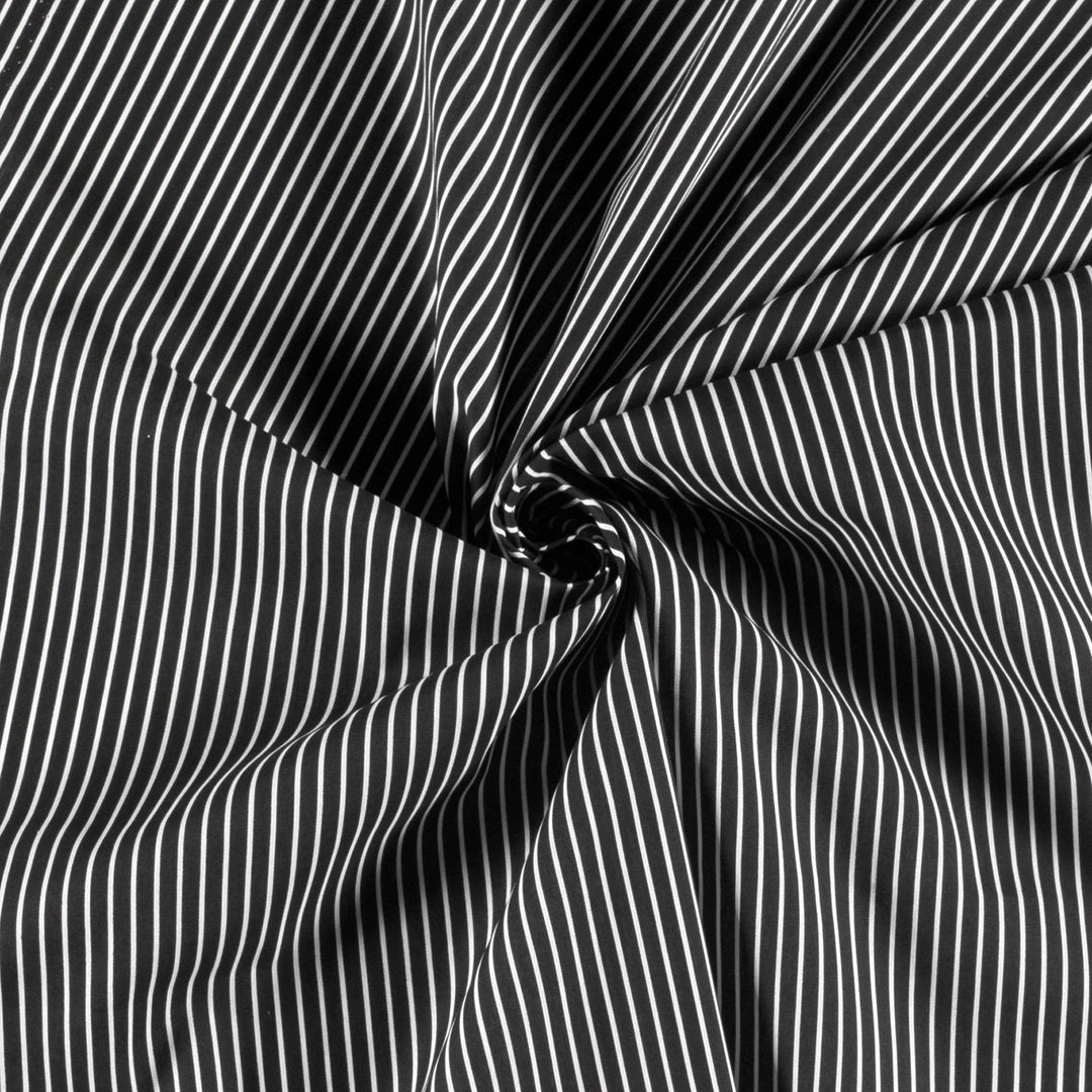 Baumwolle Poplin Abstrakte Bedruckte Linien // schwarz