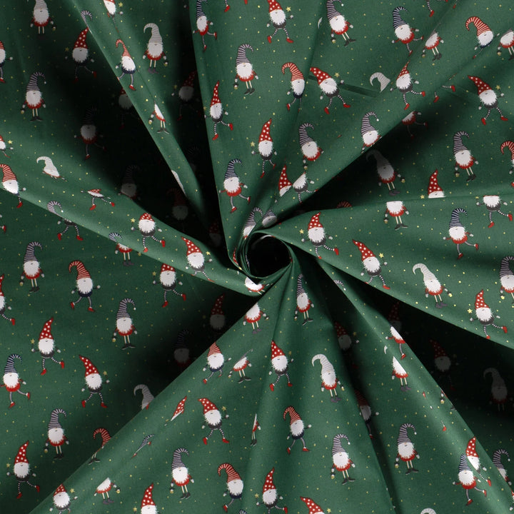 Baumwolle Poplin Weihnachten XMAS Weihnachtsmännern // grün