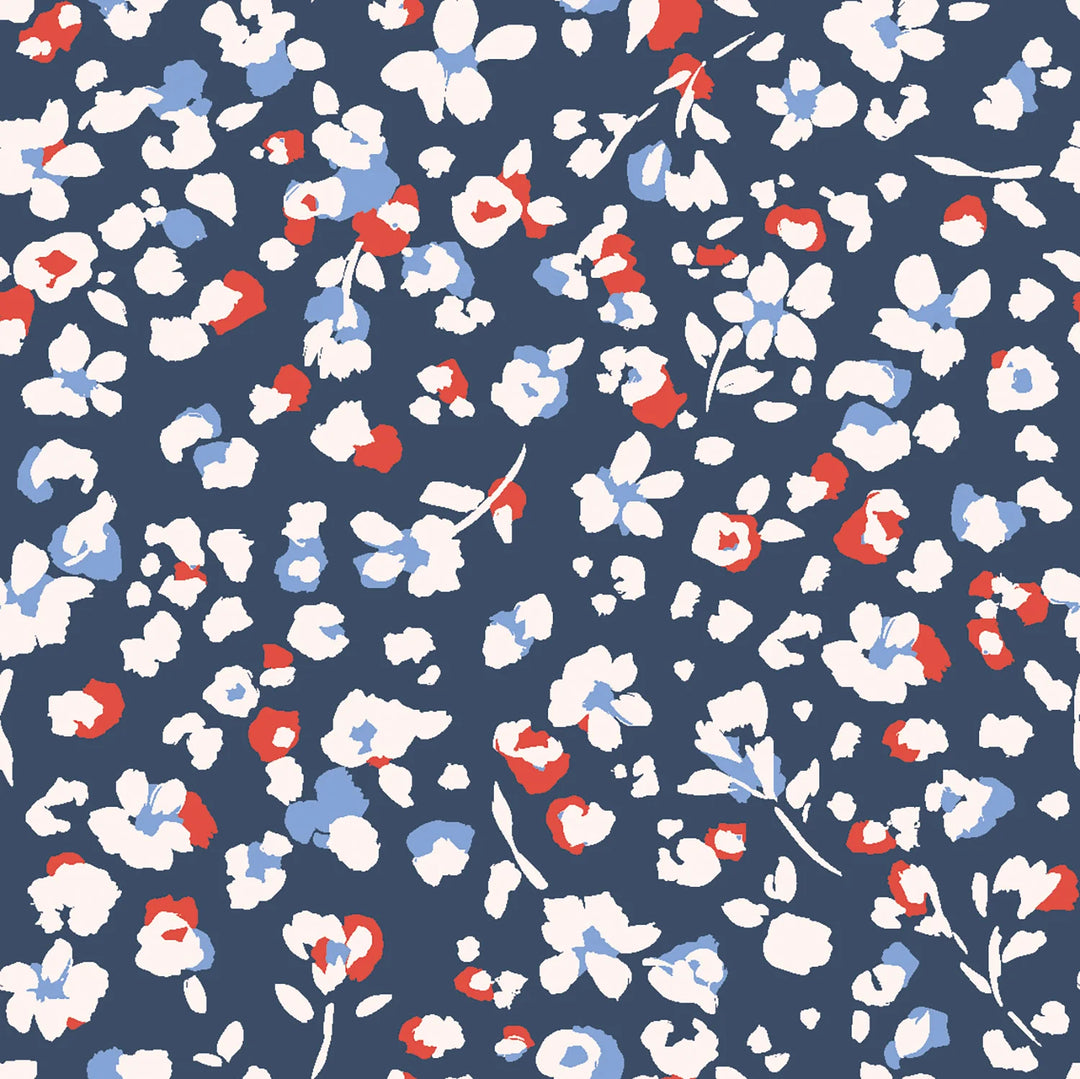 Viskose bedruckt Floral Blumen // marineblau