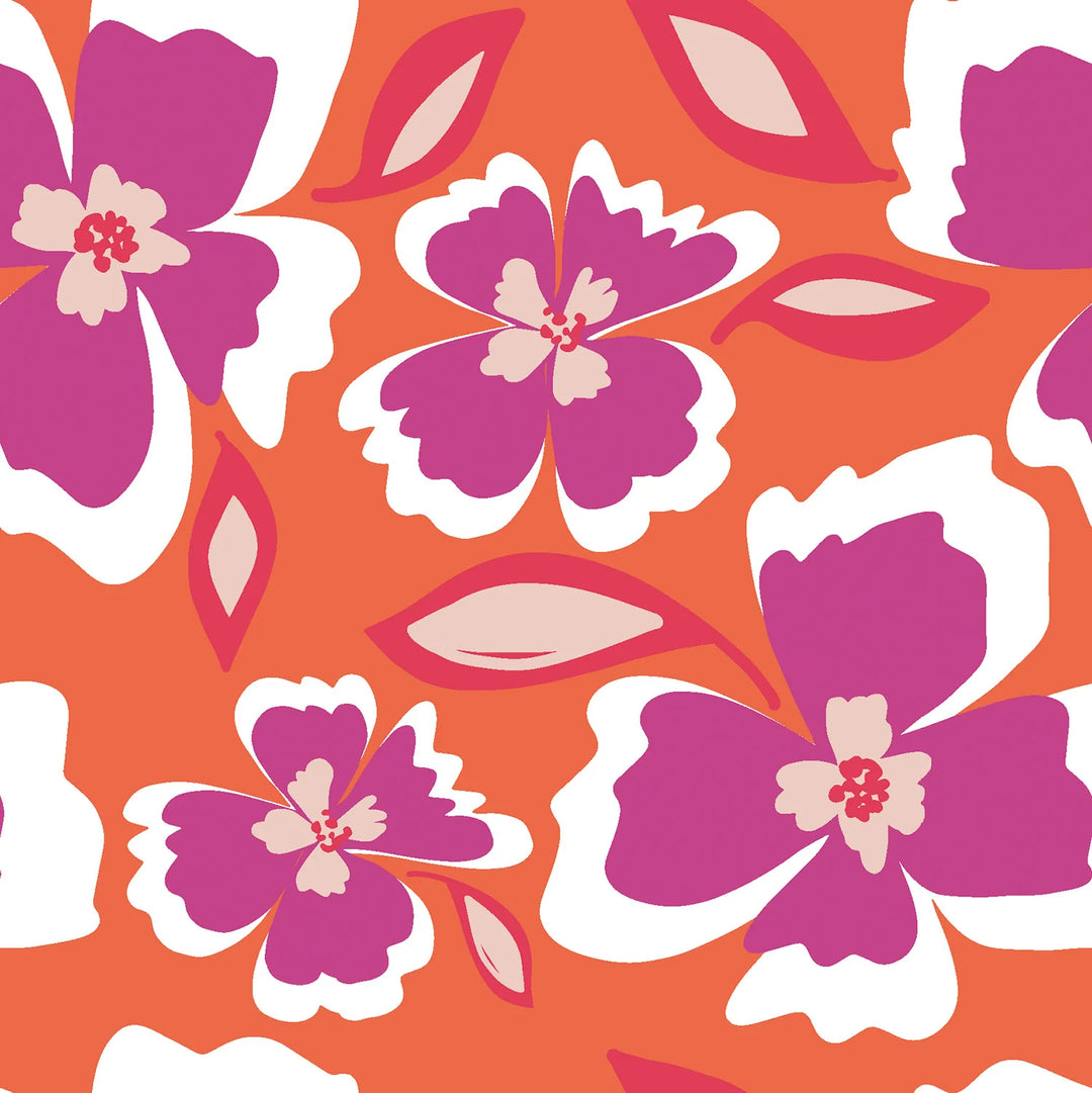 Viskose bedruckt Floral Blumen // orange