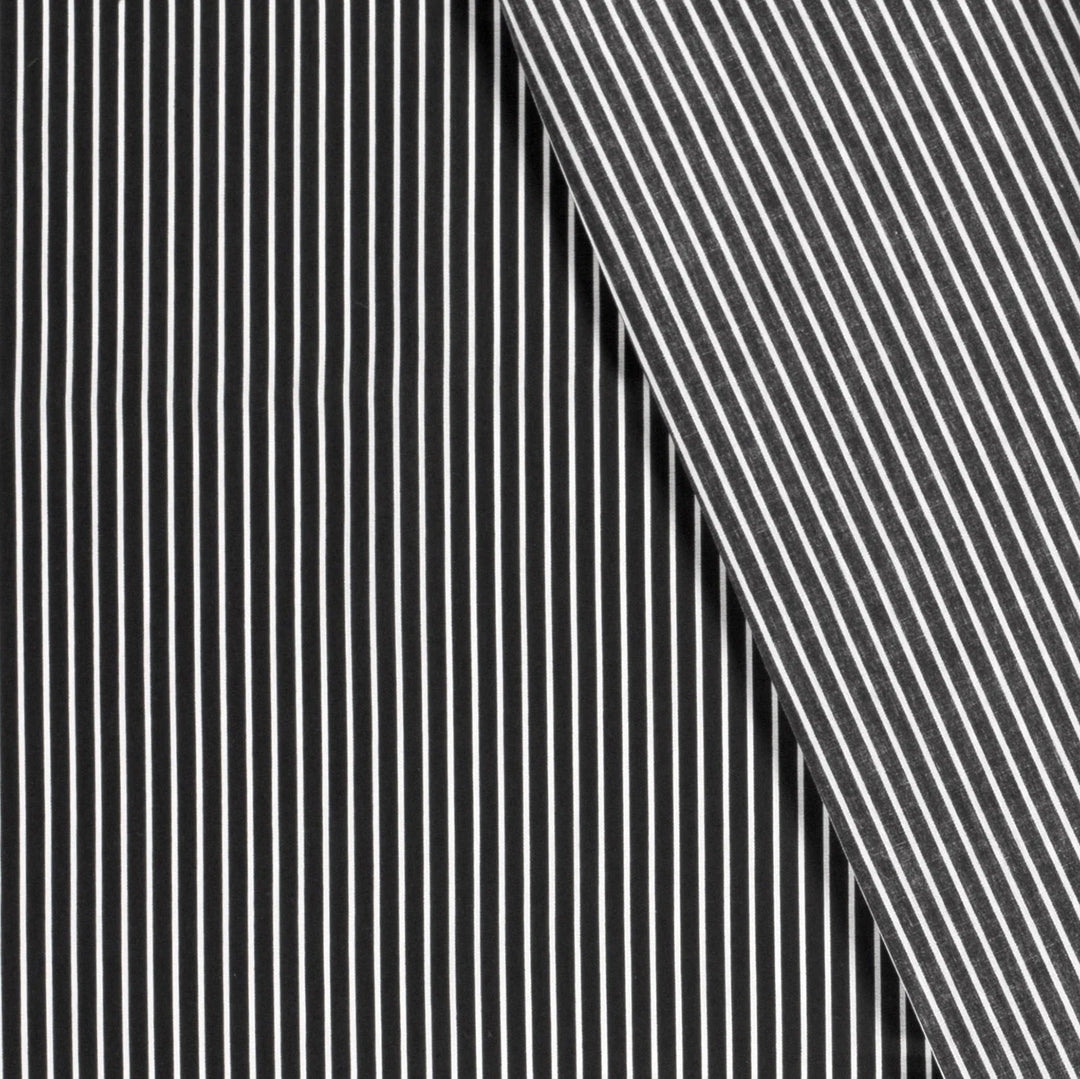 Baumwolle Poplin Abstrakte Bedruckte Linien // schwarz
