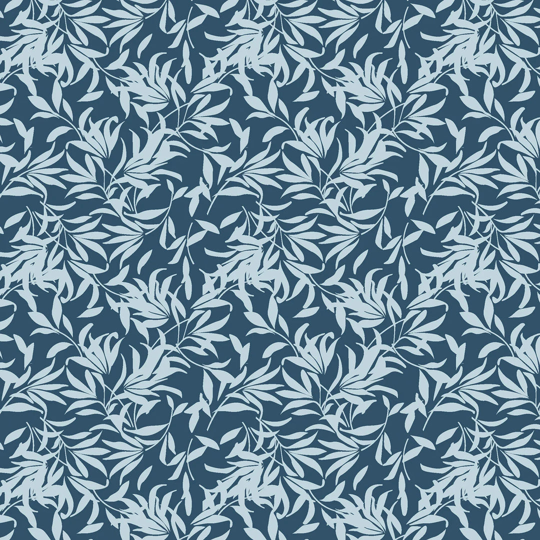 Viskose bedruckt Blätter // marineblau