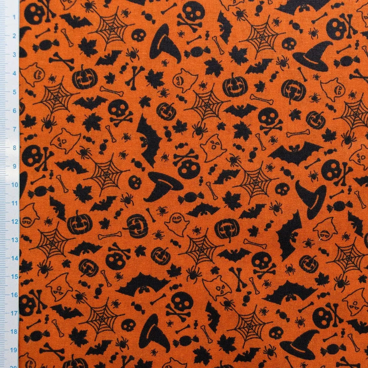 Baumwolle Halloween Fledermäuse und Gespenster // orange