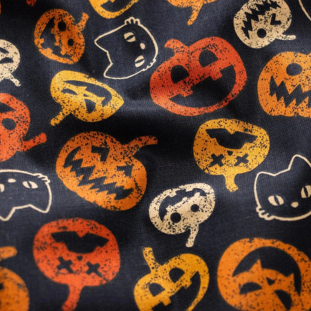 Baumwolle Halloween Kürbisse und Katzen // schwarz