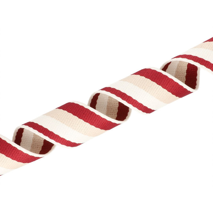 Gurtband 38 mm x 1,4 mm Streifen // rot beige weiß