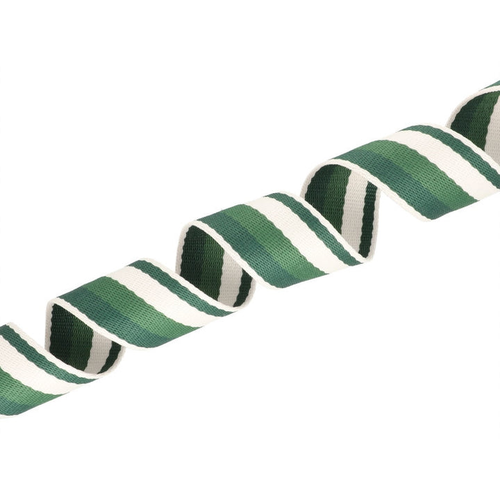 Gurtband 38 mm x 1,4 mm Streifen // grüntöne & weiß