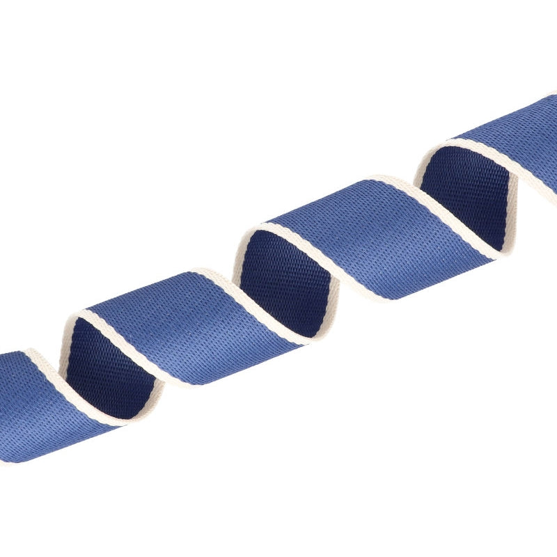 Gurtband 38 mm x 1,4 mm Streifen // jeansblau & naturweiß