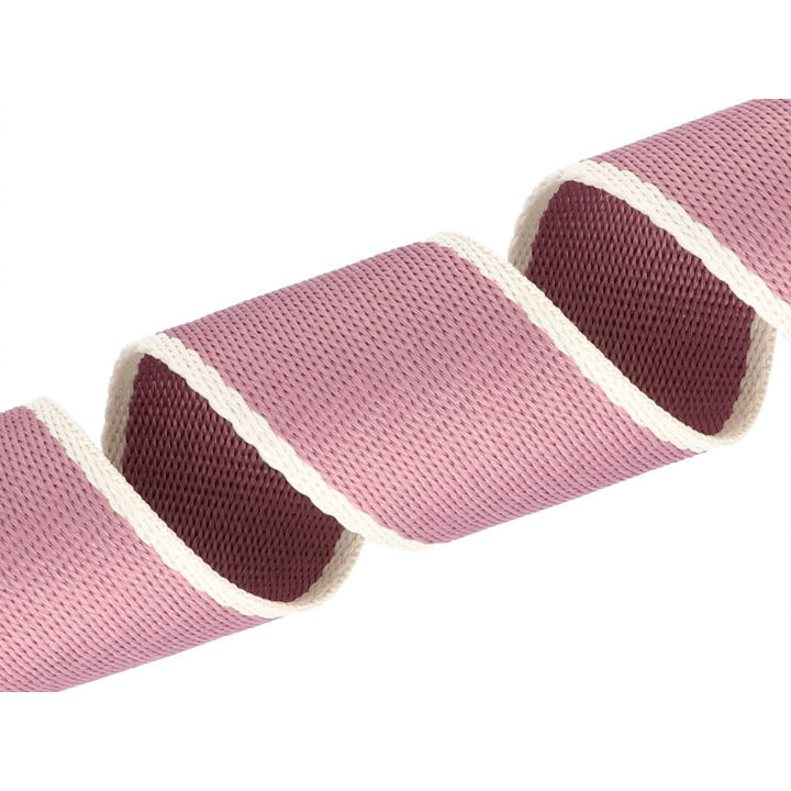 Gurtband 38 mm x 1,4 mm Streifen // rosa & naturweiß