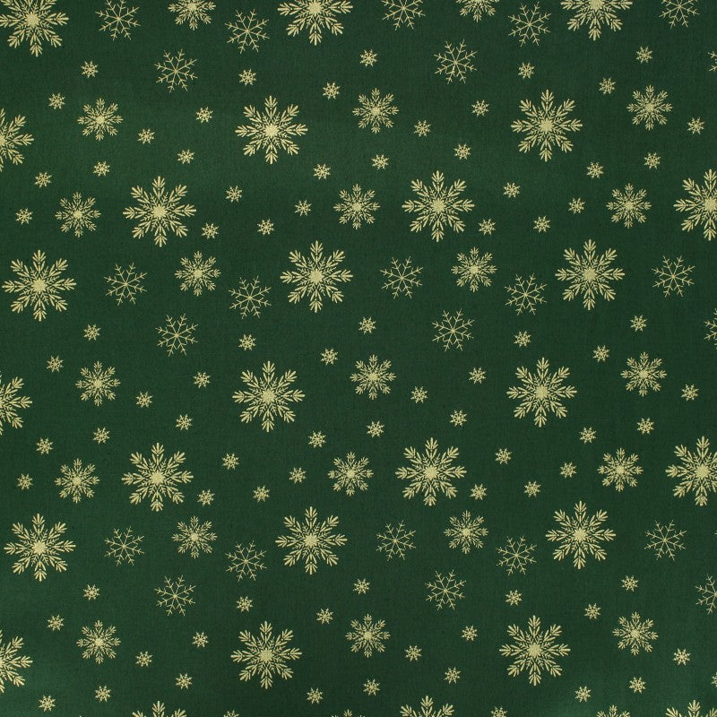 Baumwolle Poplin Weihnachten XMAS Snowflakes // grün