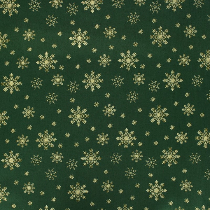 Baumwolle Poplin Weihnachten XMAS Snowflakes // grün
