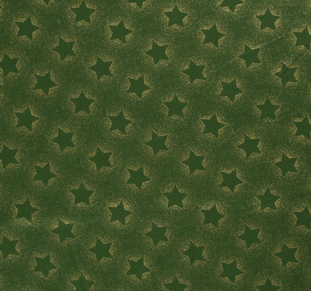 Baumwolle Poplin Weihnachten XMAS Sterne // grün