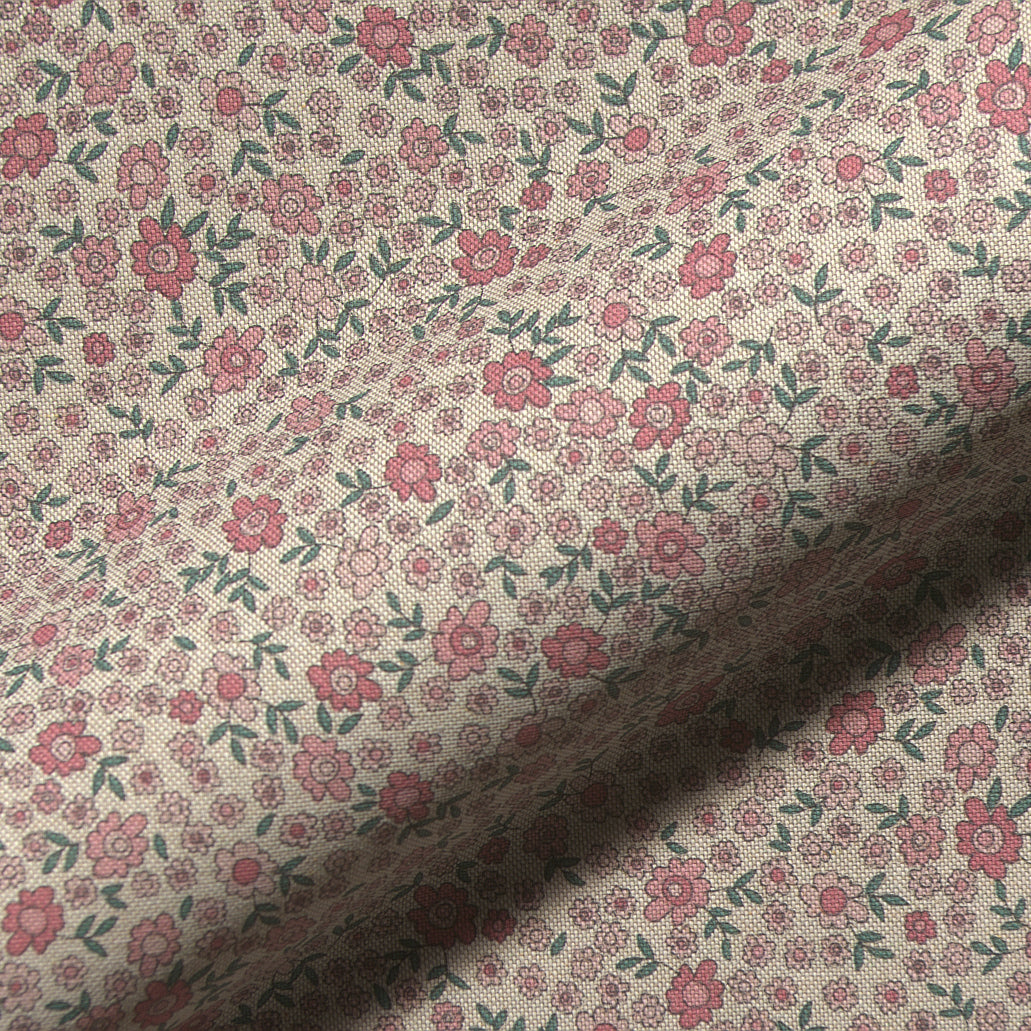 Canvas Blumen // altrosa rosa lila grün auf panama naturfarbe