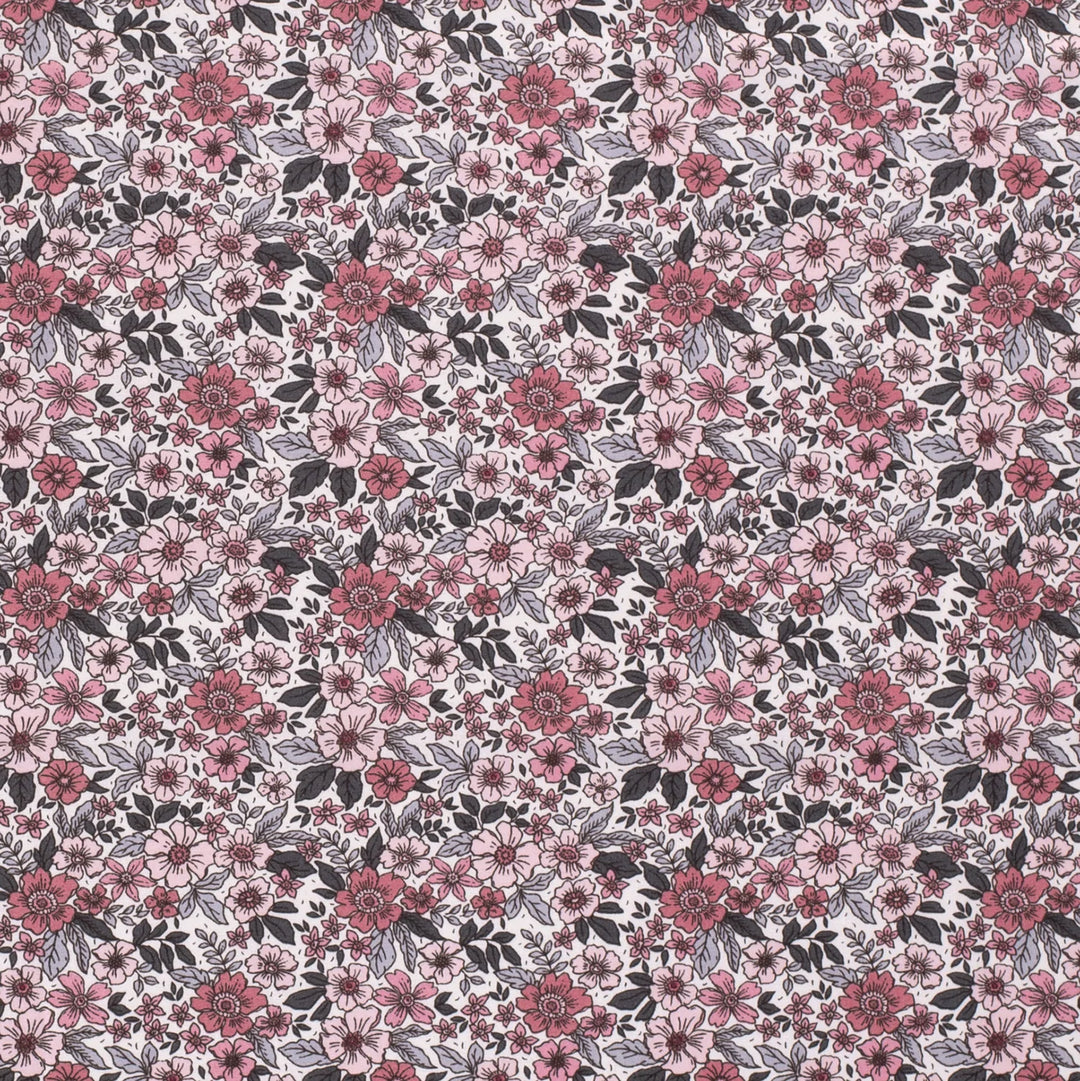 Baumwolle Poplin Blumen // helles pink