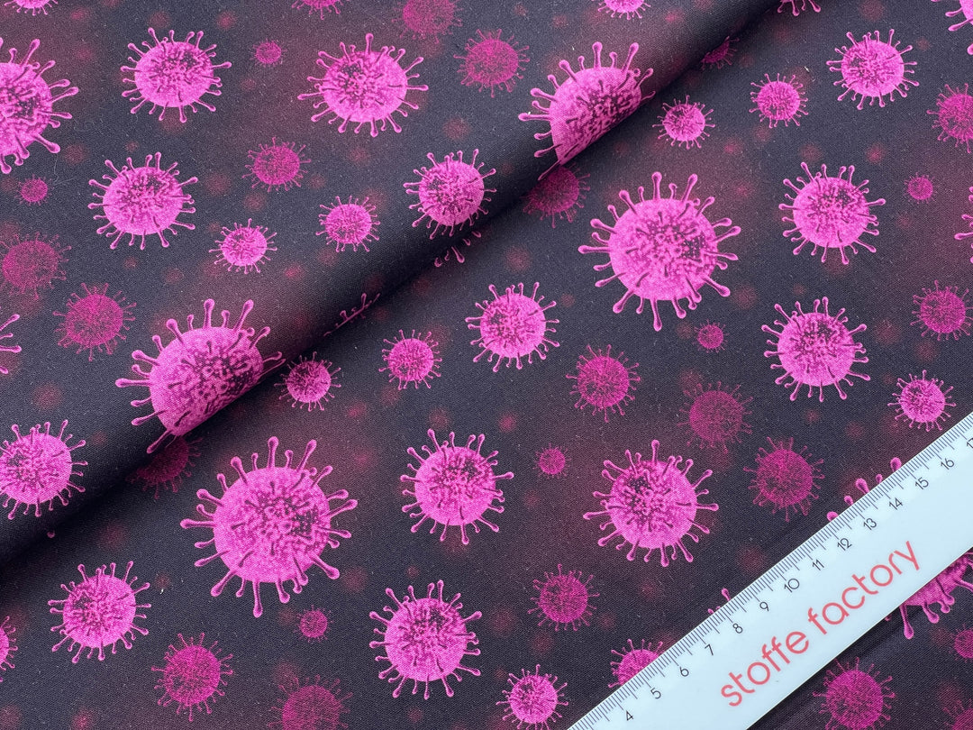 Baumwolle Virus Bakterien "Kim" SWAFING // neonpink pink auf bordeaux schwarz