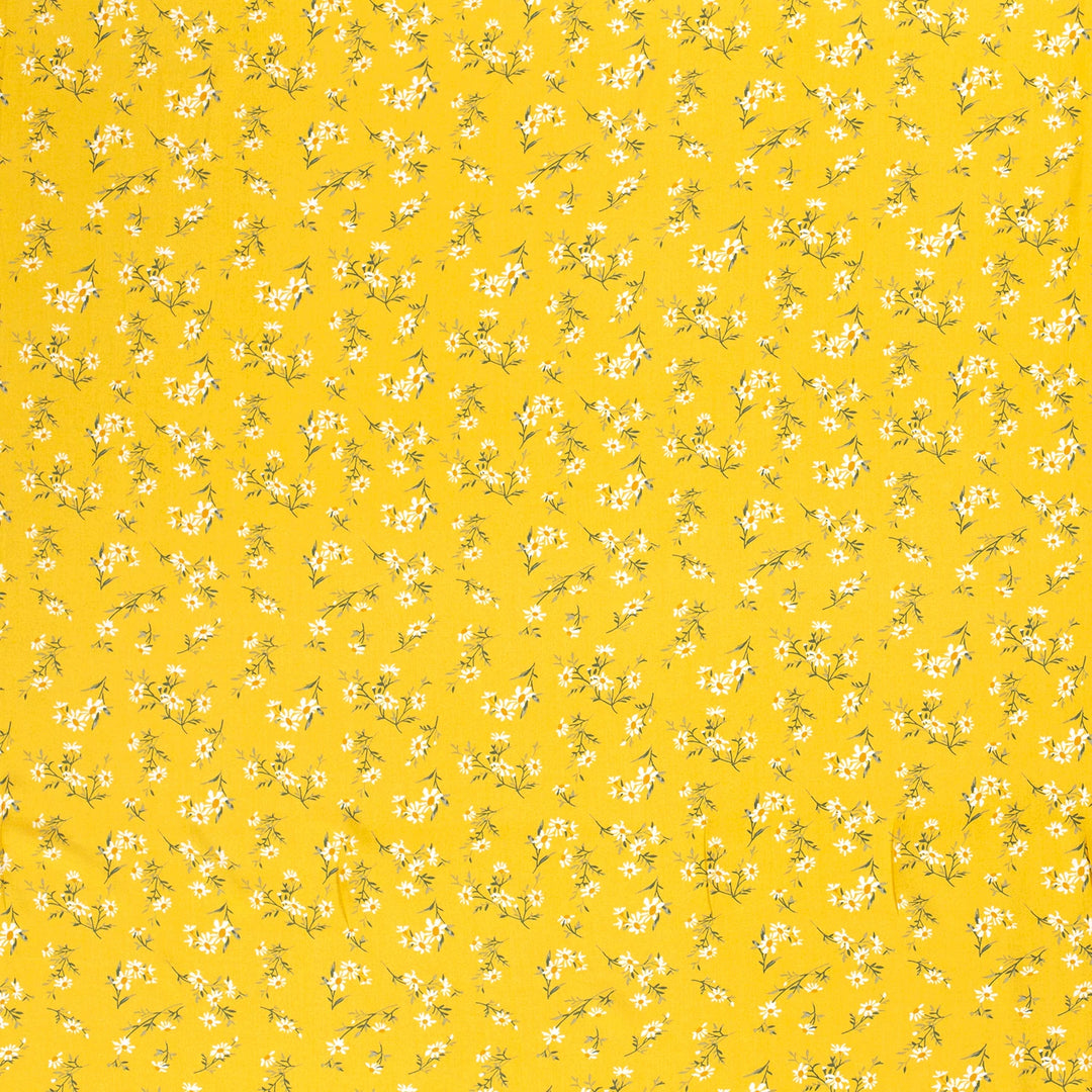 Viskose Gänseblümchen // weiß grün auf gelb