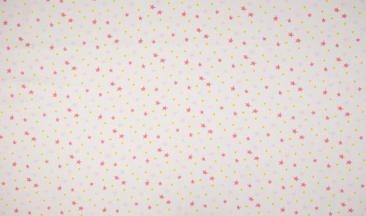 Baumwolle Poplin Sterne Punkte // lila grau gelb auf hellrosa