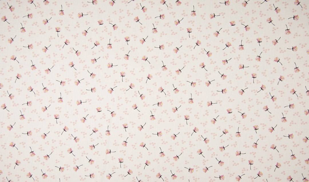 Baumwolle Poplin Rosen // gelb schwarz rosa hellrosa auf off-white