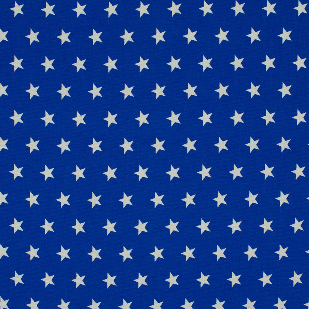 Baumwolle Sterne // weiß auf königsblau