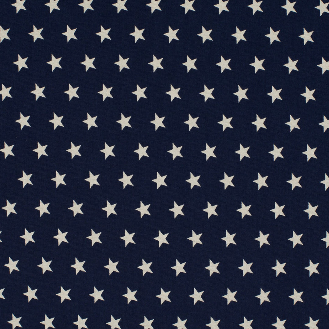 Baumwolle Sterne // weiß auf marineblau