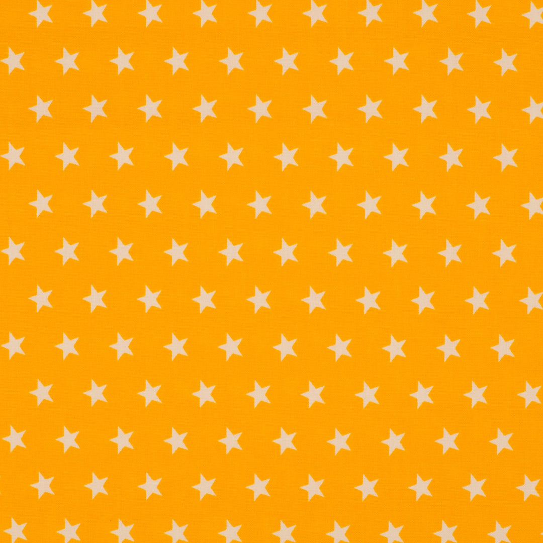 Baumwolle Sterne // weiß auf gelb
