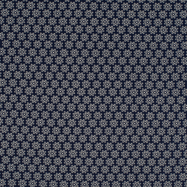 Baumwolle Gänseblümchen // weiß auf dunkelblau
