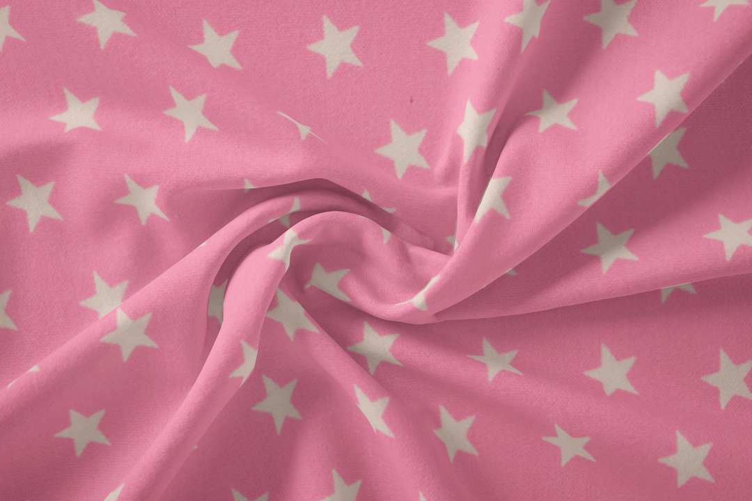 Baumwolle Sterne // weiß auf pink