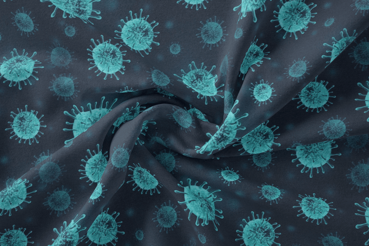 Baumwolle Virus Bakterien "Kim" SWAFING // türkis blau auf dunkelblau