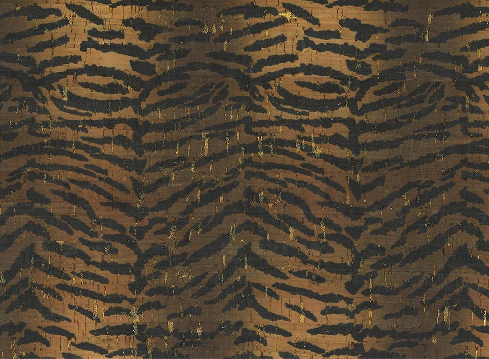 Kork Tiger-Muster Glitzer Rolle 50 cm x 30 cm // braun schwarz