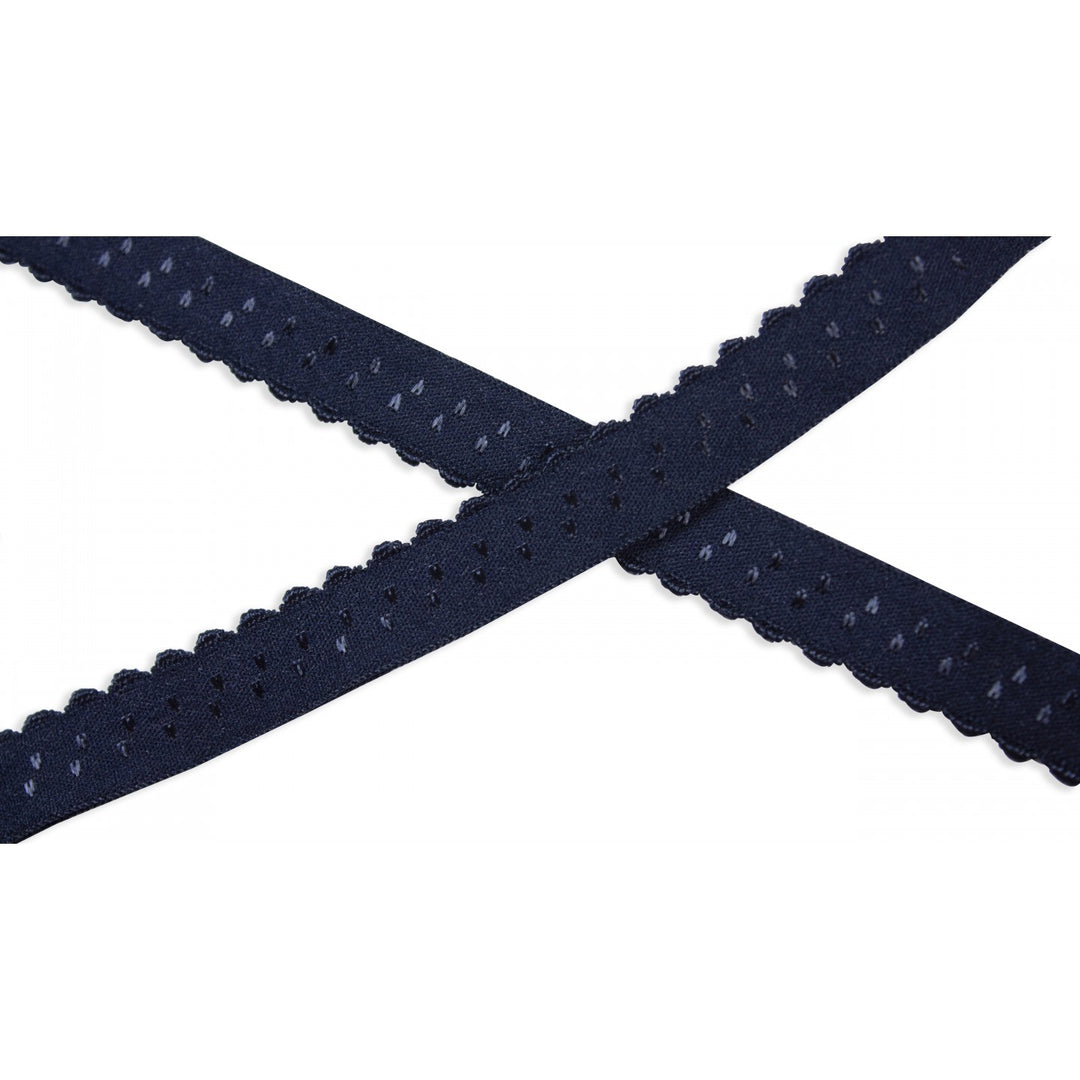 Schrägband Elastisch Bogenkante Uni 12 mm // marineblau