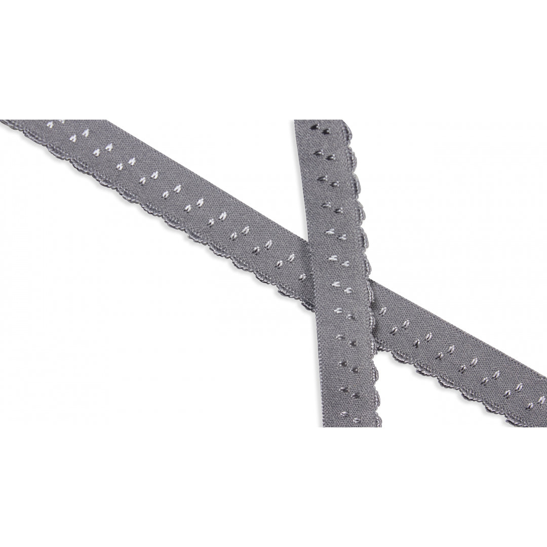 Schrägband Elastisch Bogenkante Uni 12 mm // grau