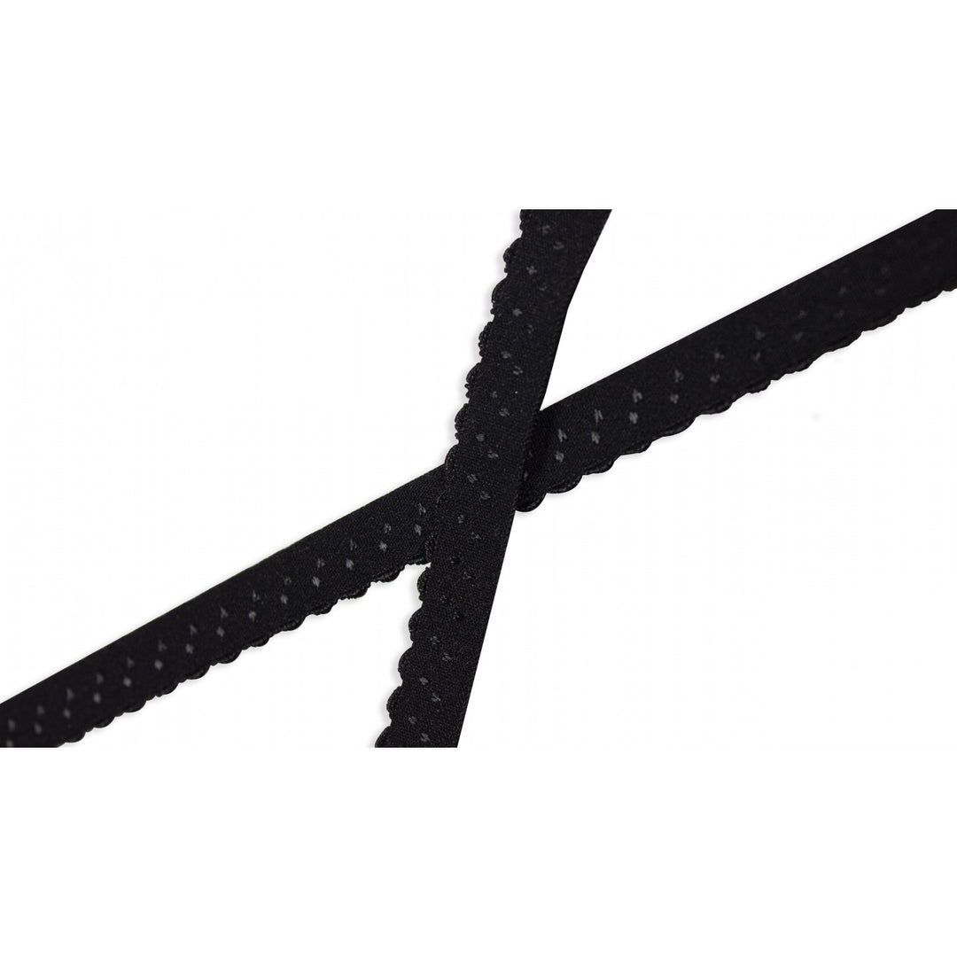 Schrägband Elastisch Bogenkante Uni 12 mm // schwarz