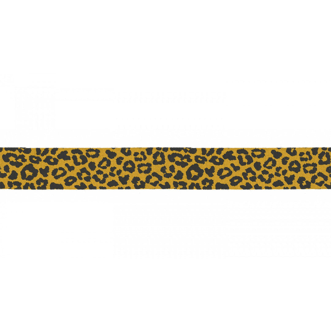 Jerseykordel Elastisch Leopardenmuster 3 M - 20 mm // schwarz auf senfgelb