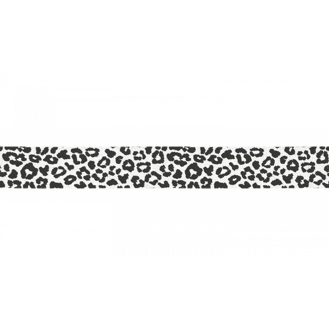 Jerseykordel Elastisch Leopardenmuster 3 M - 20 mm // schwarz auf weiß