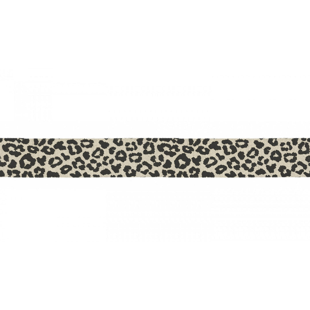 Jerseykordel Elastisch Leopardenmuster 3 M - 20 mm // schwarz auf beige