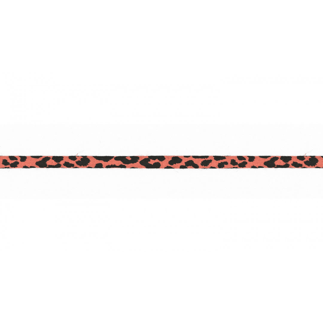 Jerseykordel Elastisch Leopardenmuster 6 mm // schwarz auf dark peach