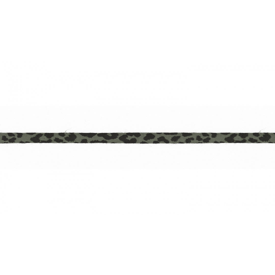 Jerseykordel Elastisch Leopardenmuster 6 mm // schwarz auf khaki