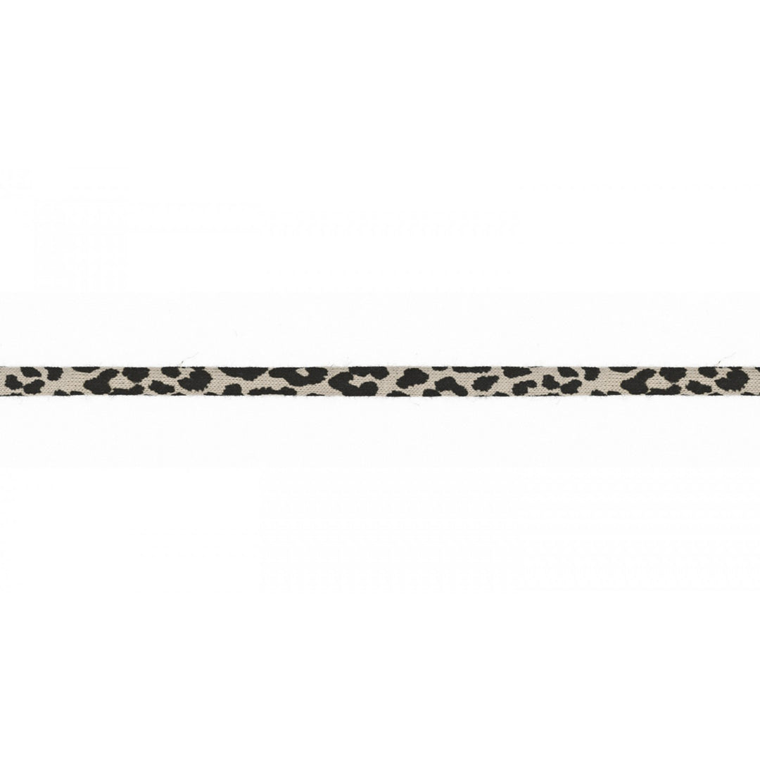 Jerseykordel Elastisch Leopardenmuster 6 mm // schwarz auf beige