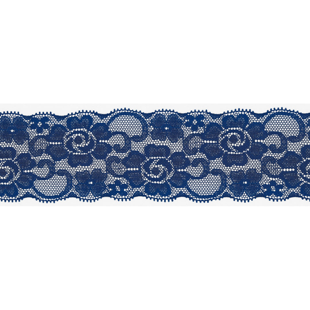 Spitzenband Elastisch Uni 50 mm // königsblau