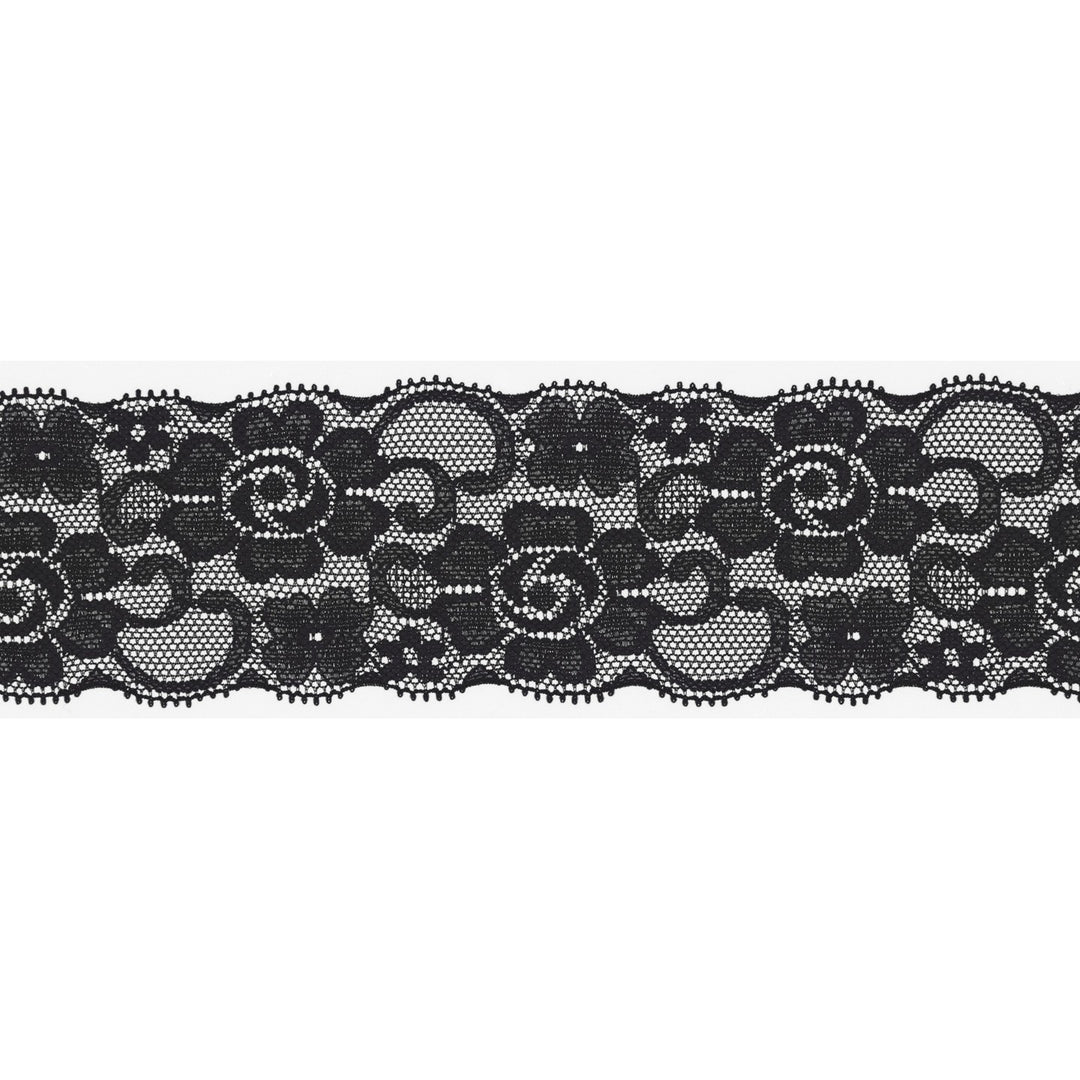 Spitzenband Elastisch Uni 50 mm // marineblau
