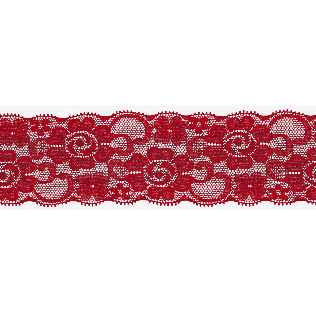 Spitzenband Elastisch Uni 50 mm // rot