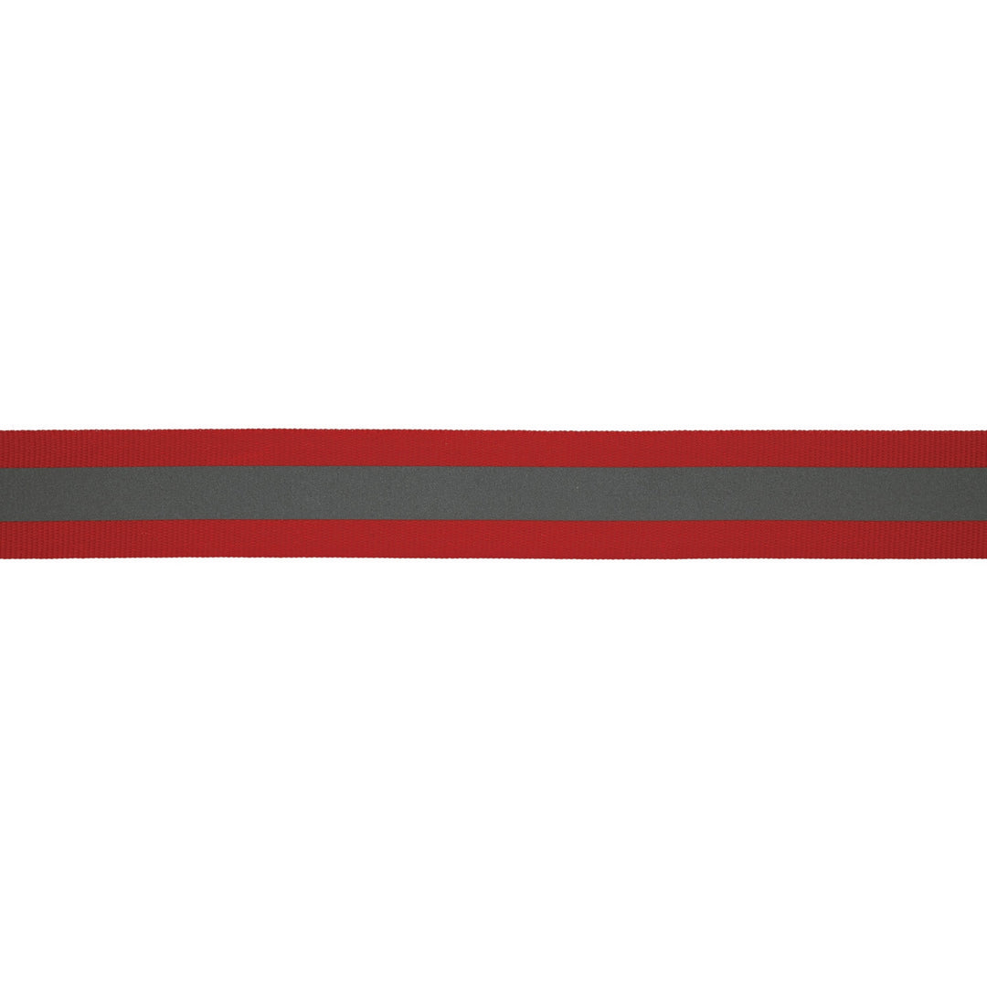 Reflektionsband 25 mm // silber auf rot