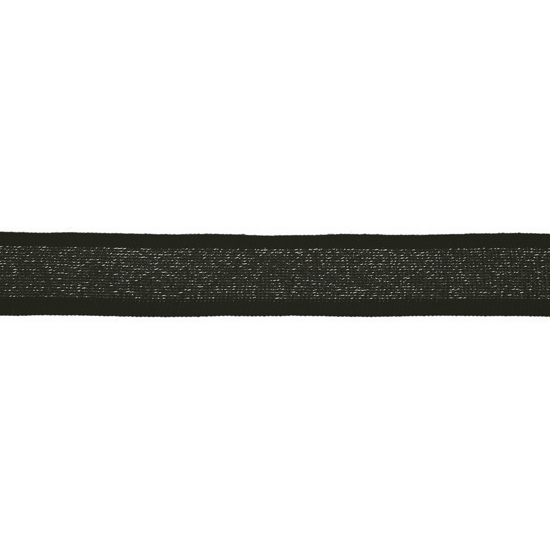 Glitzerband Streifen 30 mm // schwarz silber - metallisiert