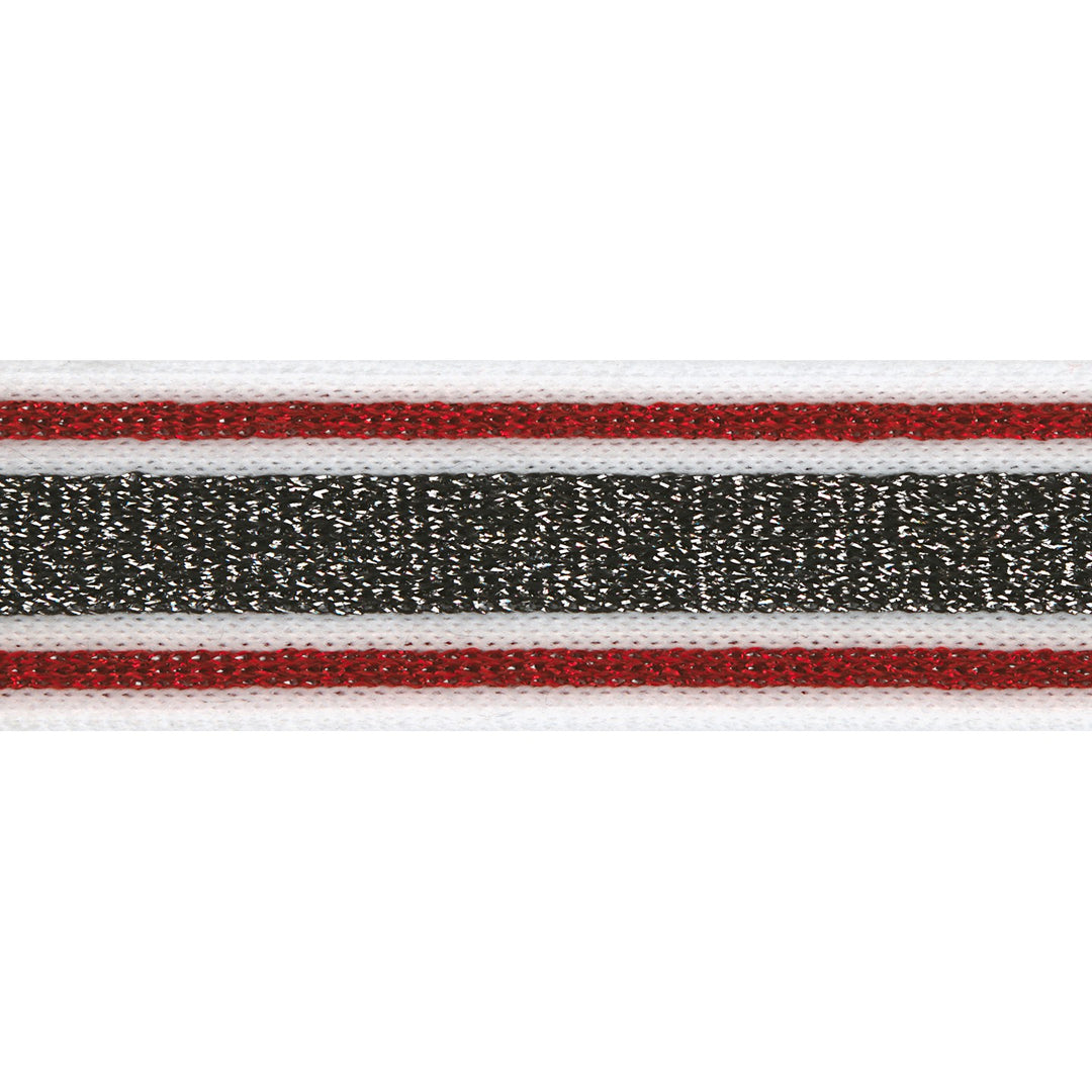 Glitzerband 30 mm // weiß rot schwarz silber - metallisiert