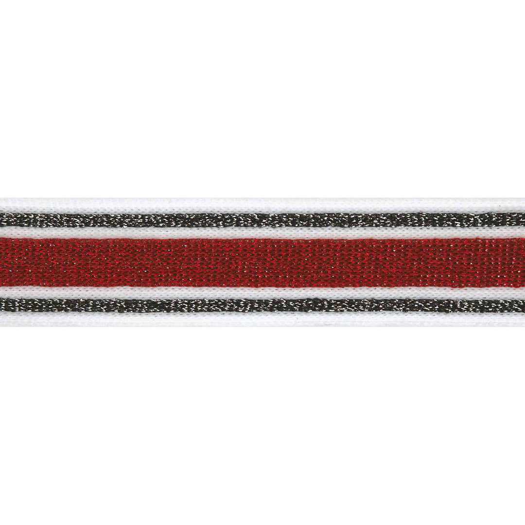 Glitzerband 30 mm // weiß schwarz rot silber - metallisiert